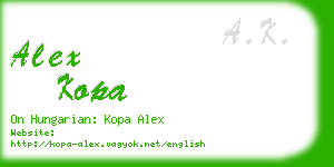 alex kopa business card